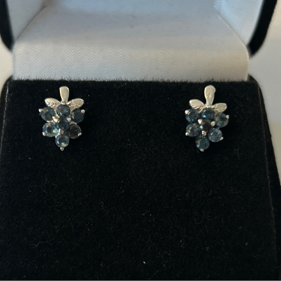 NIB genuine blue sapphires 925 sterling silver stud earrings Septemberbirthstone - Picture 9 of 13